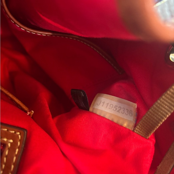 Dooney & Bourke Pebble Leather Bucket Bag | Grey | Drawstring - Picture 7 of 9